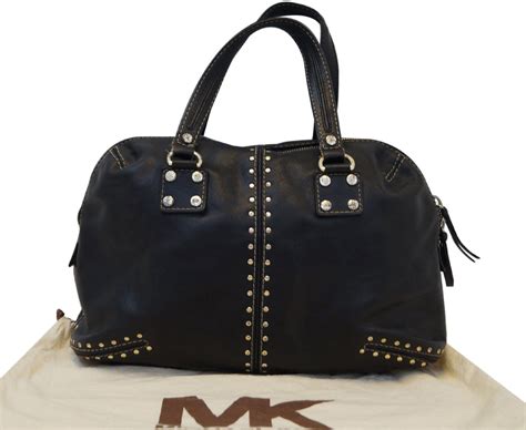 michael kors black bag with studs|Michael Kors black shoulder bag.